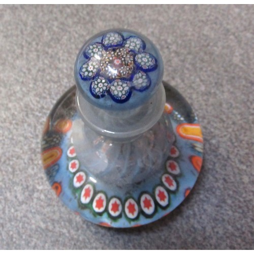 481 - Small collection of paperweights and two Millefiori glass perfume bottles (one at fault), six other ... 