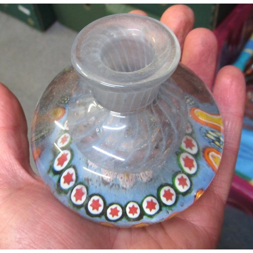 481 - Small collection of paperweights and two Millefiori glass perfume bottles (one at fault), six other ... 