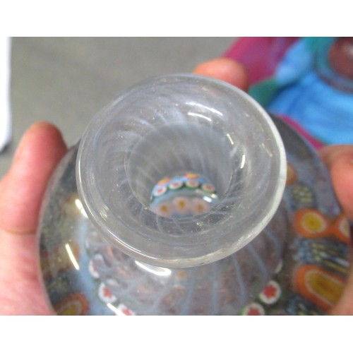 481 - Small collection of paperweights and two Millefiori glass perfume bottles (one at fault), six other ... 