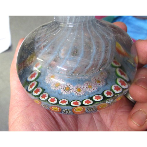 481 - Small collection of paperweights and two Millefiori glass perfume bottles (one at fault), six other ... 