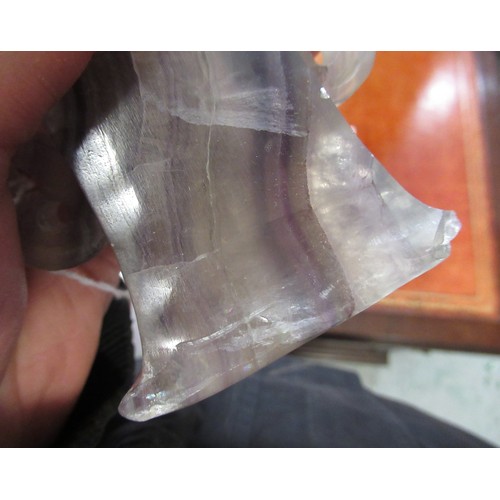 81 - Chinese carved quartz vase, together with a carved agate fruit form dish (minus cover)