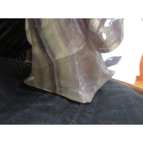 81 - Chinese carved quartz vase, together with a carved agate fruit form dish (minus cover)