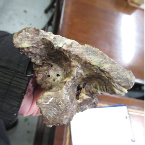 84 - Carved soapstone group of birds, together with a carved soapstone figure of a Chinese deity