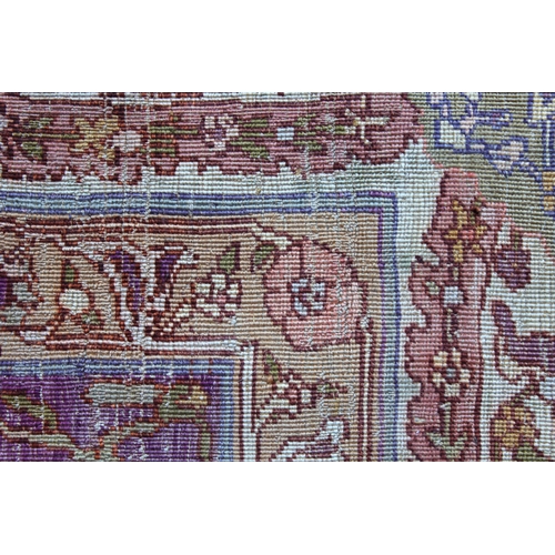 3 - Antique Kayseri rug with all over palmette and animal design on a claret ground with borders, 290 x ... 