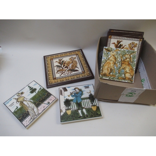 19th Century Minton eight inch floral decorated tile, together with ...