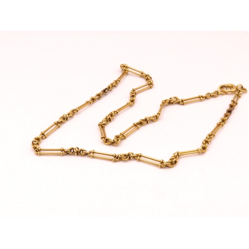 Victorian 18ct gold elongated link neck chain, 14.4g, 39.5cm long