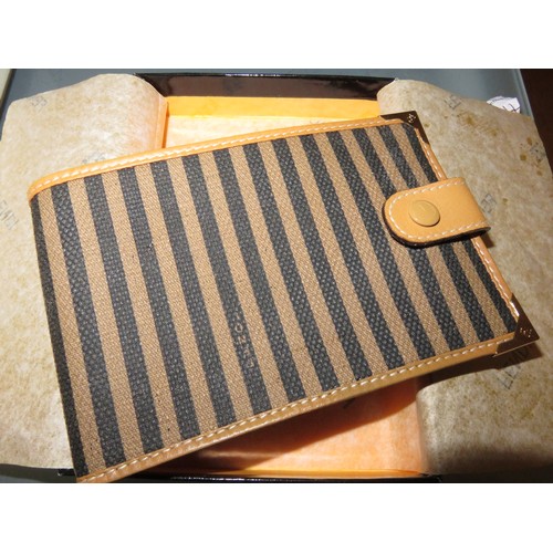 26 - Vintage Fendi pequin stripe wallet (unused), in original box
