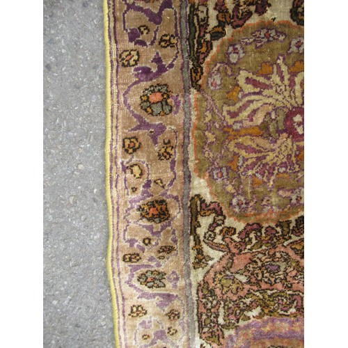 3 - Antique Kayseri rug with all over palmette and animal design on a claret ground with borders, 290 x ... 
