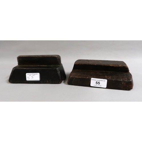 55 - Two antique carved hardwood printing blocks