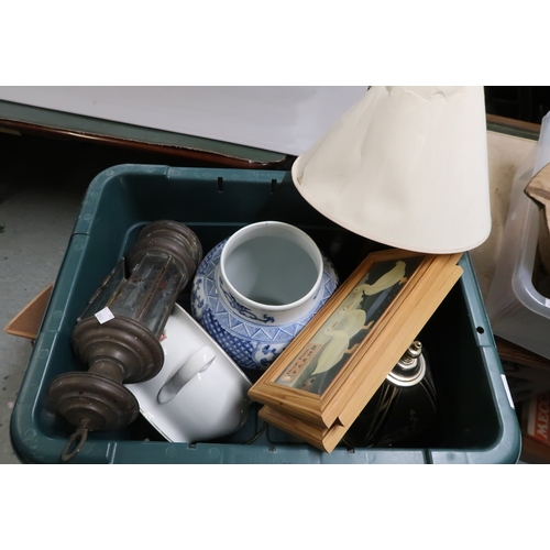 59 - Dug-out wooden bowl, Turkish tea set, door handle, door bell, hanging lamp fitting and sundries