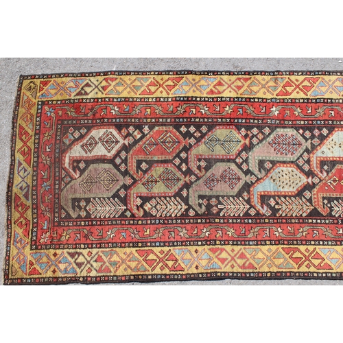 6 - Antique Kurdish runner with an all-over Boteh design, 336 x 84cm approximately (some wear)
