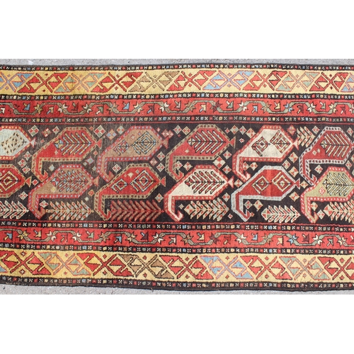 6 - Antique Kurdish runner with an all-over Boteh design, 336 x 84cm approximately (some wear)