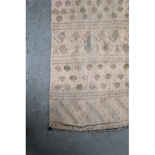 2 - Two flat weave and part piled tribal Kelim rugs of horizontal banded design, 98 x 70cm approximately