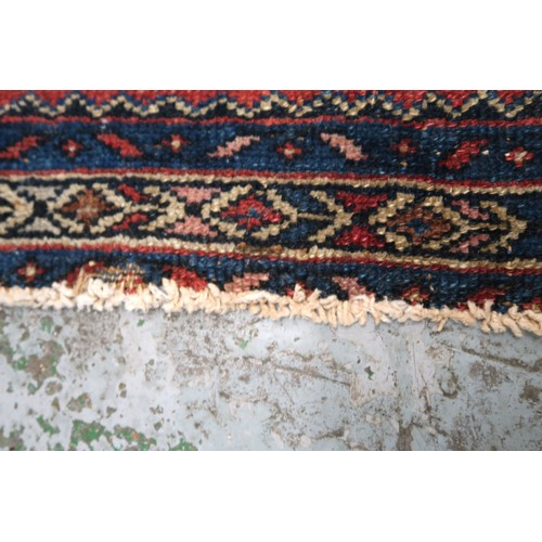 21 - Small Hamadan rug of all over floral design with borders on a wine ground, 120 x 76cm