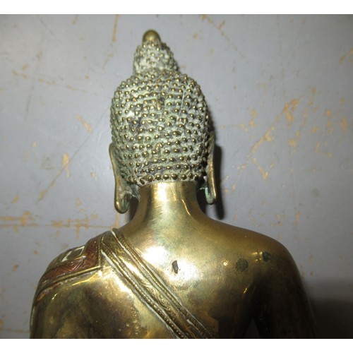 19th Century brass figure of Buddha, 23cm high, together with another ...