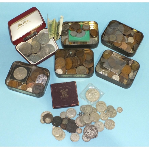 108 - A Queen Victoria 1890 crown, other pre-1947 silver British coinage and later British coinage.