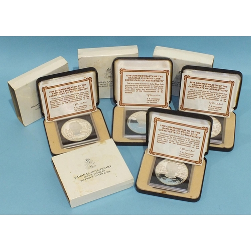 118 - Four Bahamas Anniversary Prince Charles 1978 $10 proof silver coins, cased. (4).