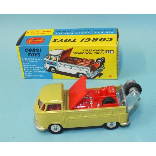 145 - Corgi Toys, 490, Volkswagen Breakdown Truck, avocado body, red 