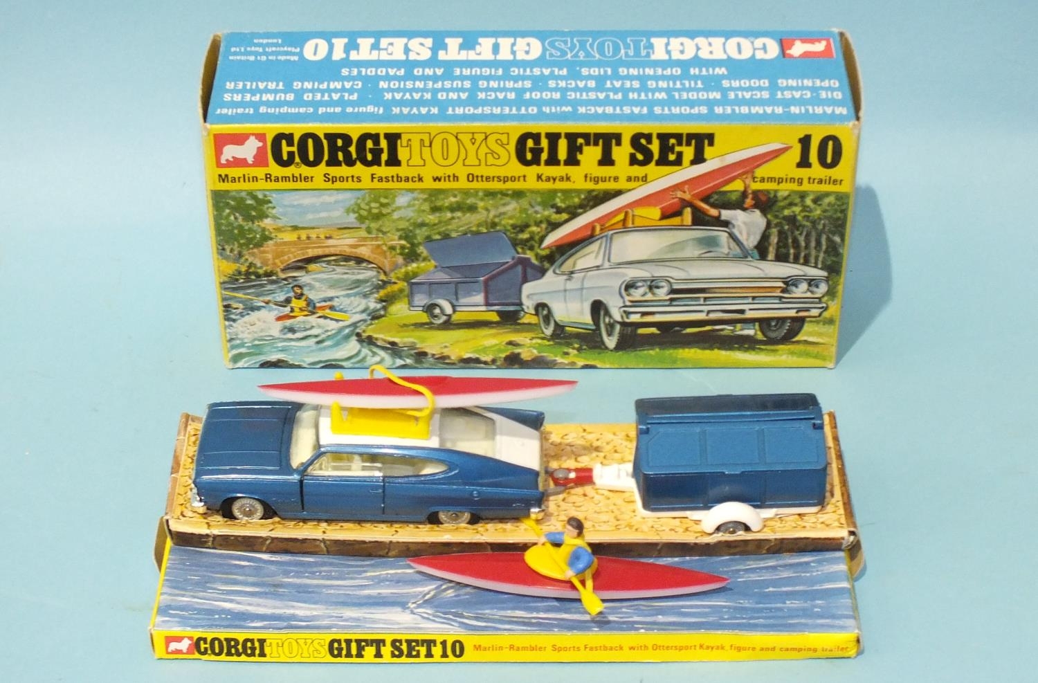 Corgi Toys Gift Set 10 - Marlin Rambler With Ottersport Kayak Figure &  Trailer