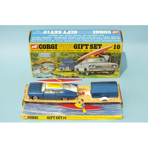 158 - A Corgi Toys Gift Set 10, Marlin Rambler Sports Fastback with Ottersport Kayak, figure and camping t... 