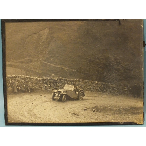 72 - A collection of sixteen original photographs of 1936 and 1937 vintage cars on hill club courses, som... 