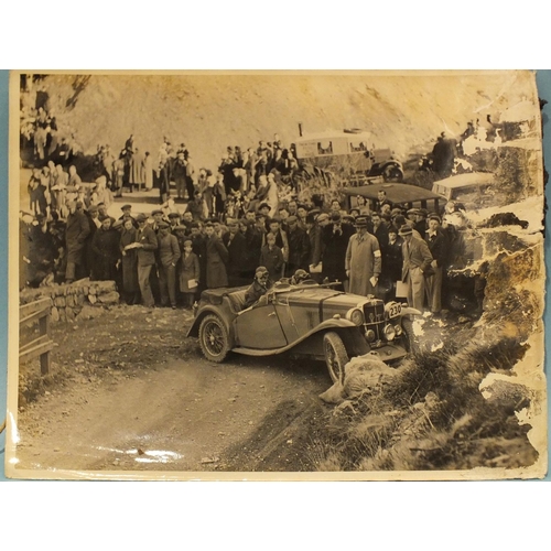 72 - A collection of sixteen original photographs of 1936 and 1937 vintage cars on hill club courses, som... 