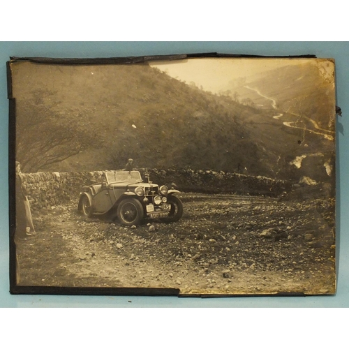 72 - A collection of sixteen original photographs of 1936 and 1937 vintage cars on hill club courses, som... 