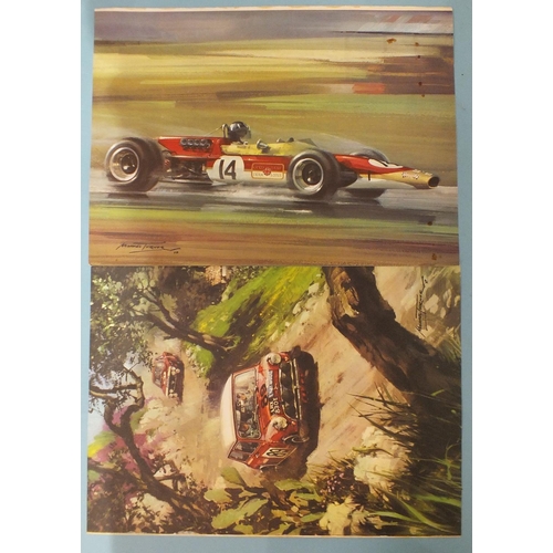 74 - Motor Racing interest: a set of four framed Grand Prix and other motor racing prints after Michael T... 