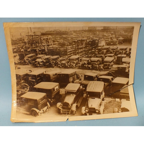 76 - Eight press photographs c1930's, including Malcolm Campbell's Bluebird ready for shipment to Daytona... 