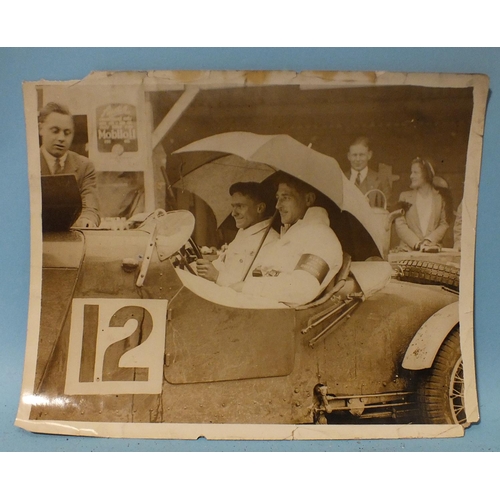 76 - Eight press photographs c1930's, including Malcolm Campbell's Bluebird ready for shipment to Daytona... 