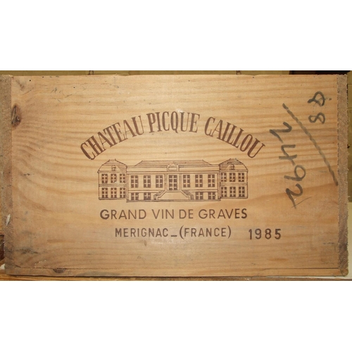 124 - Chateau Picque Caillou, Grand Vin de Graves 1985, six 1.5L bottles, owc (open), (labels damaged), (6... 