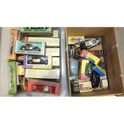 135 - A collection of diecast models, including Matchbox Models of Yesteryear, Corgi Classics, etc, many b... 