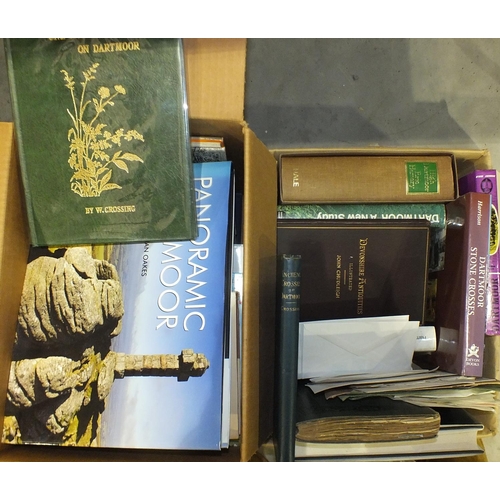 152 - A collection of books, Dartmoor and related subjects and a small collection of stamps and first day ... 