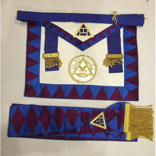 153 - A Masonic Holy Royal Arch, provincial apron, sash and grand collarette and other Masonic regalia.