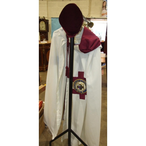 155 - A Masonic Knights Templar mantle cape, a Malta mantle and cape, a Templar priest's mitre and cape an... 