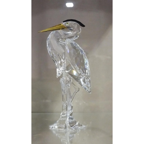 186 - A Swarovski crystal glass figure, Heron in original box and outer casing.