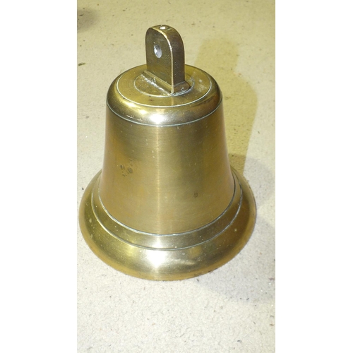 196 - A ships bronze bell, 21cm high, 20cm diameter.