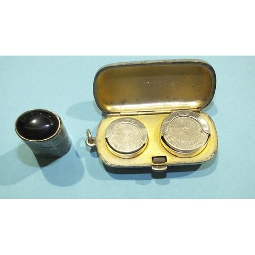 198 - A silver sovereign and half-sovereign case, Birmingham 1907 and a small silver pill box, (2).