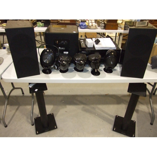 65 - A collection of Hi-Fi and audio equipment, including a Denon AVR surround receiver, a pair of KEF R-... 