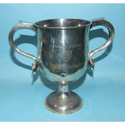 2 - A George V silver presentation two-handled trophy cup on circular base, engraved Abingdon School, Th... 
