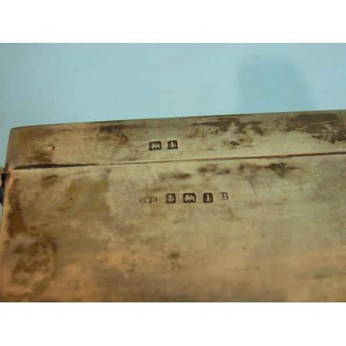 28 - A plain rectangular cigarette box with cedar lining, Birmingham 1910, 10.5cm, engraved with initials... 