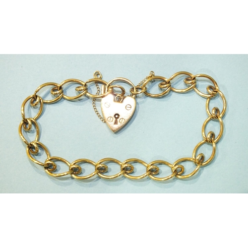 290 - A 9ct gold fancy-link bracelet with padlock clasp, 15g.