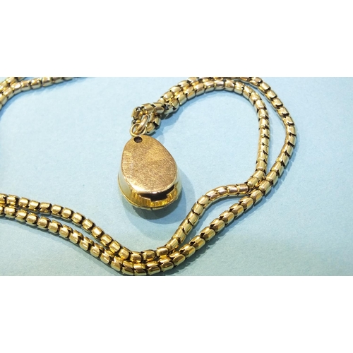 292 - An unmarked gold neck chain with pendant, (converted clasp), 40cm, gross weight 8.4g.