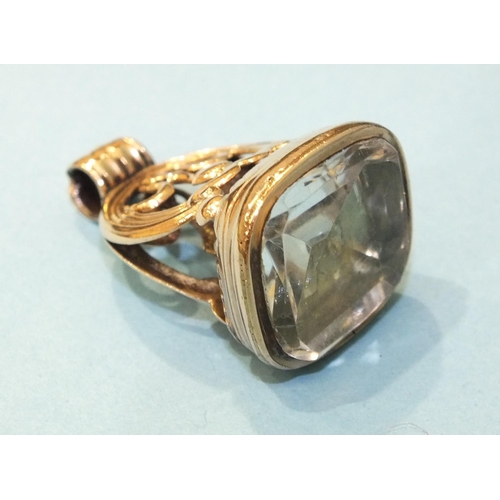 359 - An early-19th century fob seal set rock crystal, 35mm high, 14.4g.