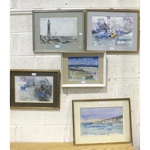 570 - The Studio of Dorset Artist Sheila Waddington POLPERRO HARBOUR, CORNWALL Signed watercolour, 27.5 x... 