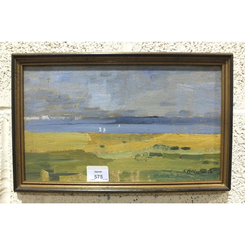 575 - BALLARD DOWN, STUDLAND Signed oil on board, 29 x 39cm, STUDLAND LANDSCAPE, signed oil on board, 31 ... 