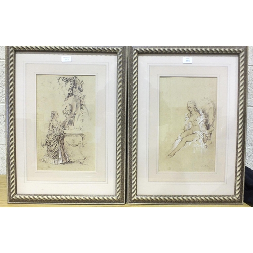 585 - After Sir William Russell Flint R.A, five limited-edition prints after drawings used to illustrate ... 