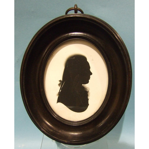 613 - John Miers, William Whateley, a late-18th century oval silhouette portrait painted on plaster, inscr... 