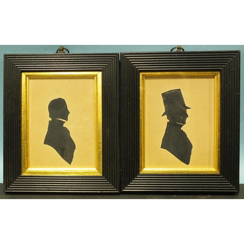 618 - William James Hubard (?1809-1862)T Bromhead Butt, a pair of cut silhouettes, with and without a top ... 