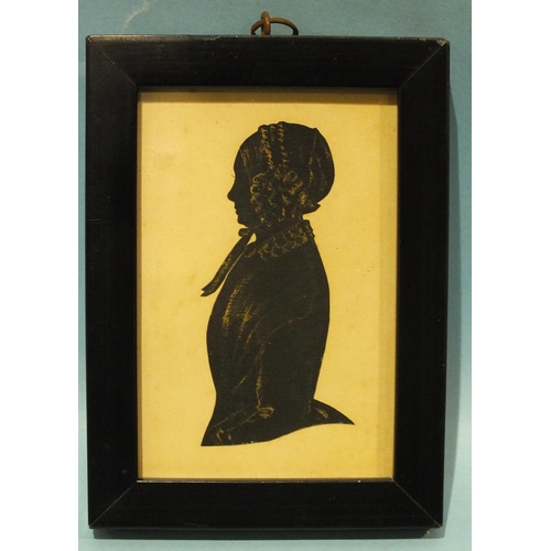 622 - H & J Walter, Profilists, London. Mrs Clarke of Bridwell, née Carew, a mid-19th century cut silhouet... 